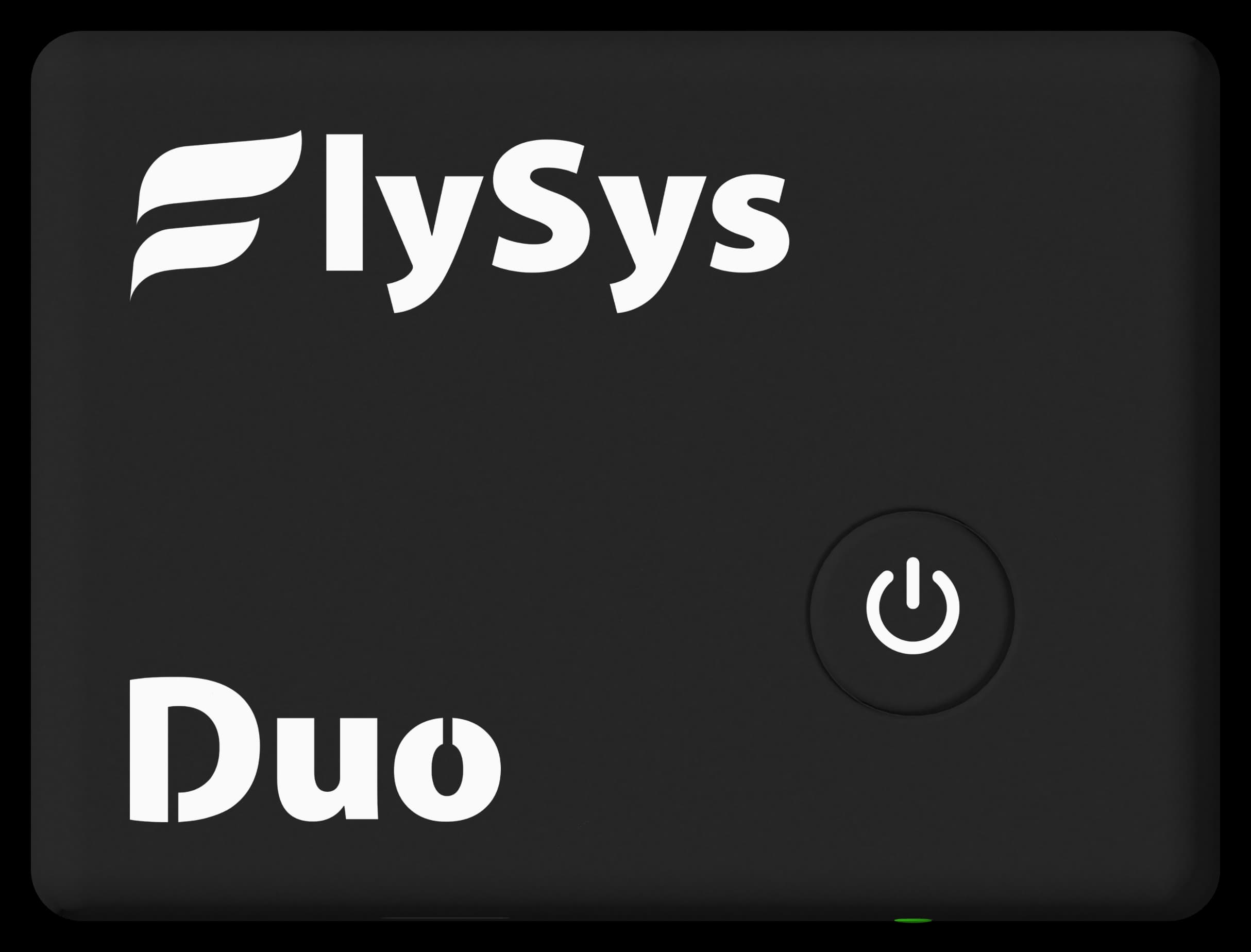 FlySys Duo with a matte grey enclosure and white print